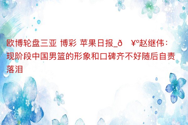 欧博轮盘三亚 博彩 苹果日报_🥺赵继伟：现阶段中国男篮的形象和口碑齐不好随后自责落泪