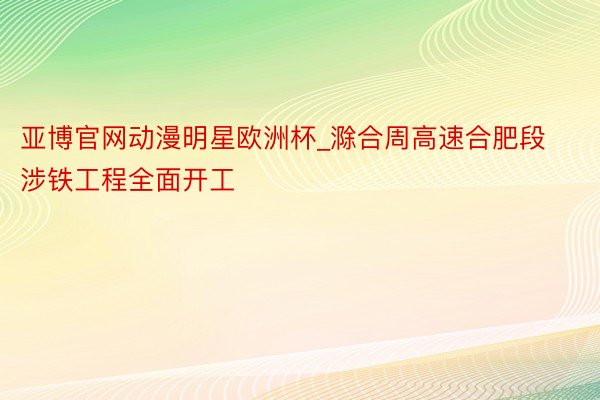 亚博官网动漫明星欧洲杯_滁合周高速合肥段涉铁工程全面开工