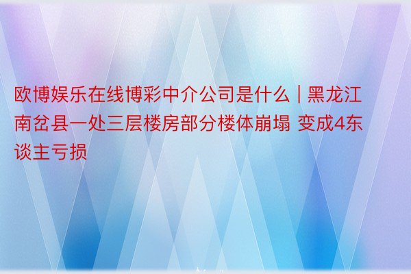 欧博娱乐在线博彩中介公司是什么 | 黑龙江南岔县一处三层楼房部分楼体崩塌 变成4东谈主亏损